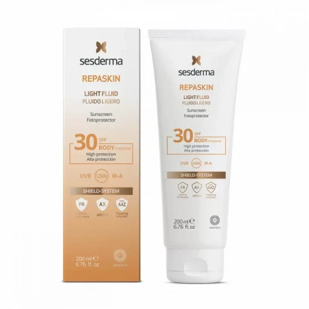 Нежный солнцезащитный флюид для тела Spf 50 Sesderma Repaskin Light Fluid Body Sunscreen Spf 50 200ml